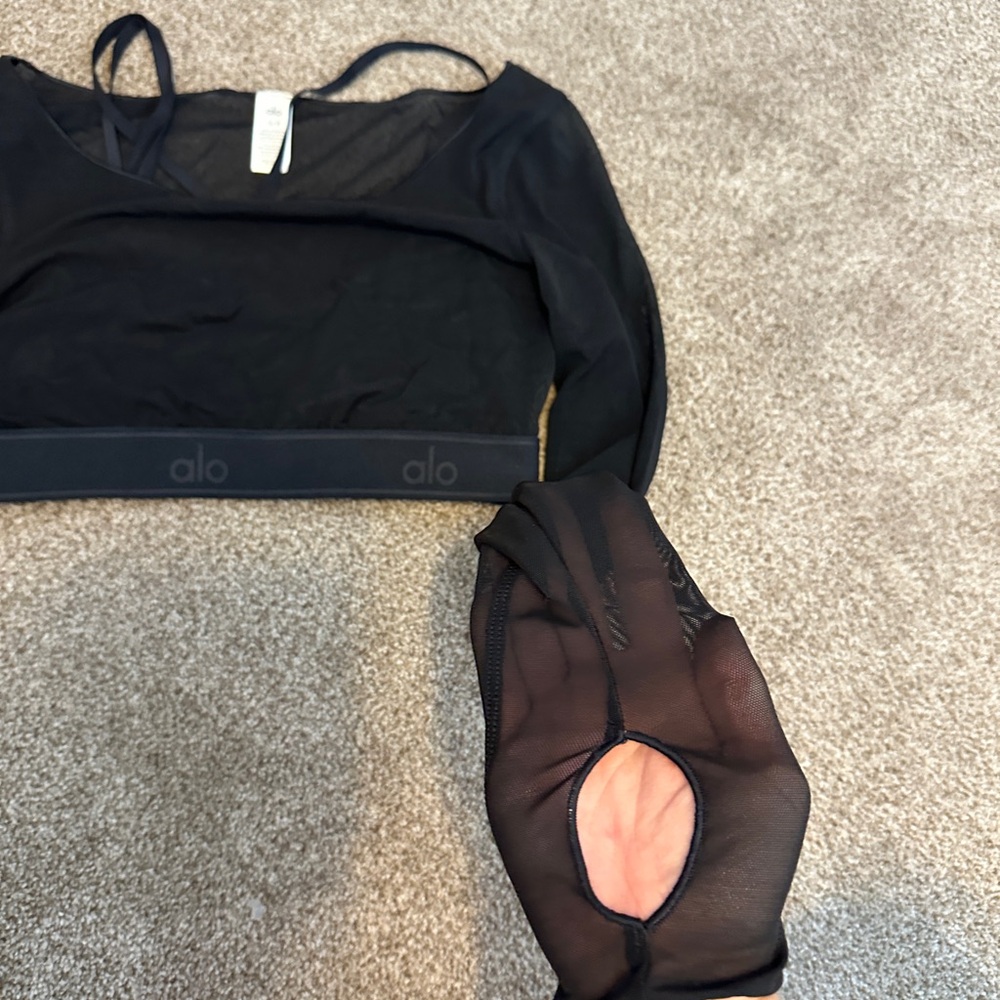ALO Yoga black mesh long sleeve small